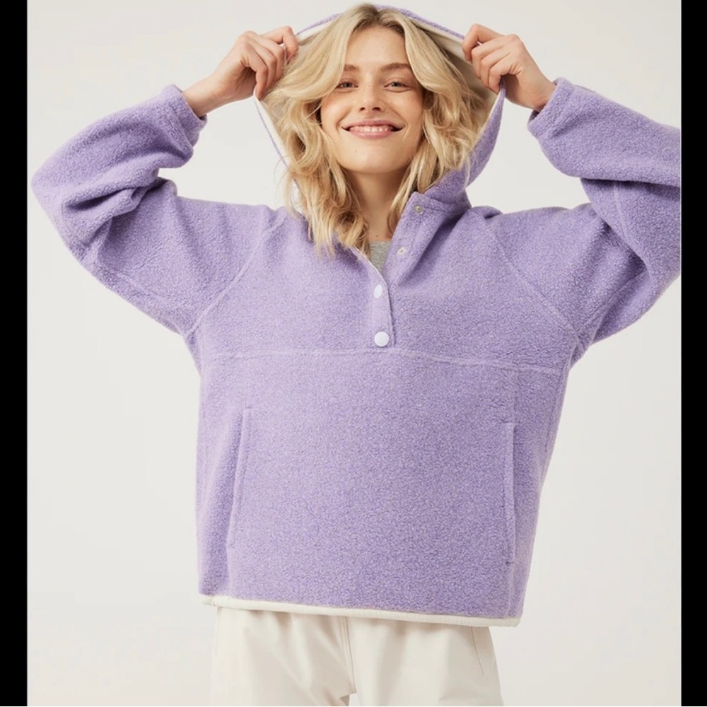 Outdoor Voices MegaFleece Snap Up Hoodie Purple Wool Snap Recycled Size Small